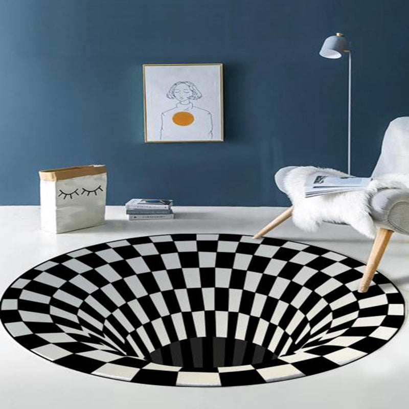 Multi Colored Unique Rug Synthetics 3D Geometric Print Carpet Non-Slip Backing Pet Friendly Rug for Bedroom Clearhalo 'Area Rug' 'Rug' 2215700