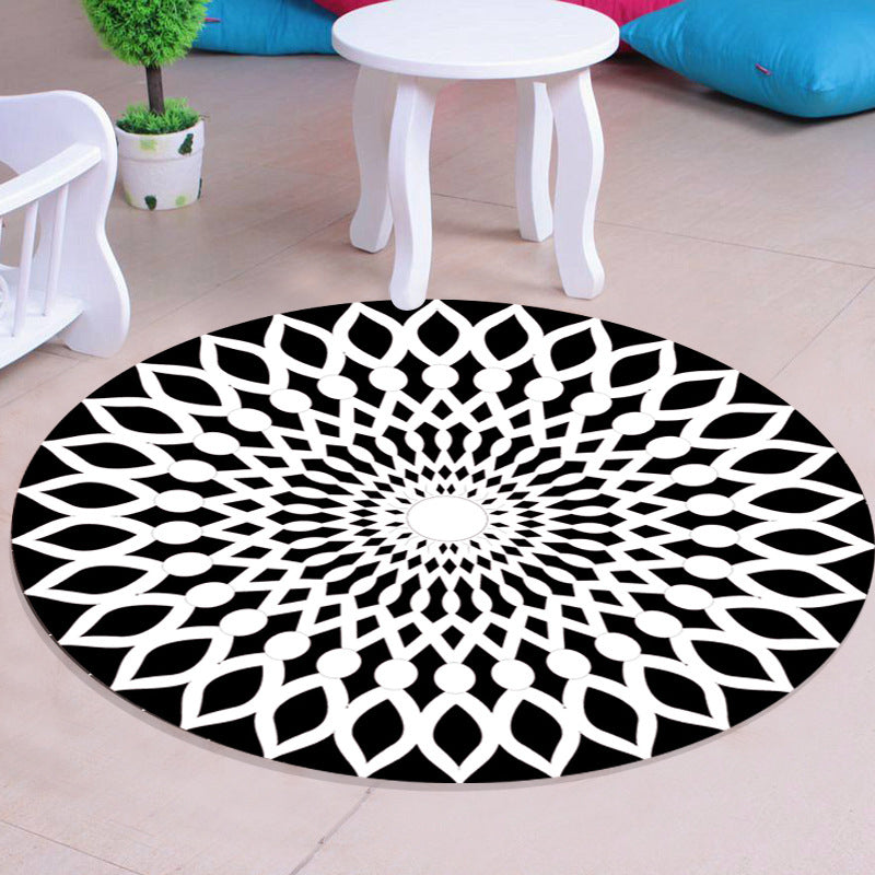 Multi Colored Unique Rug Synthetics 3D Geometric Print Carpet Non-Slip Backing Pet Friendly Rug for Bedroom Clearhalo 'Area Rug' 'Rug' 2215702