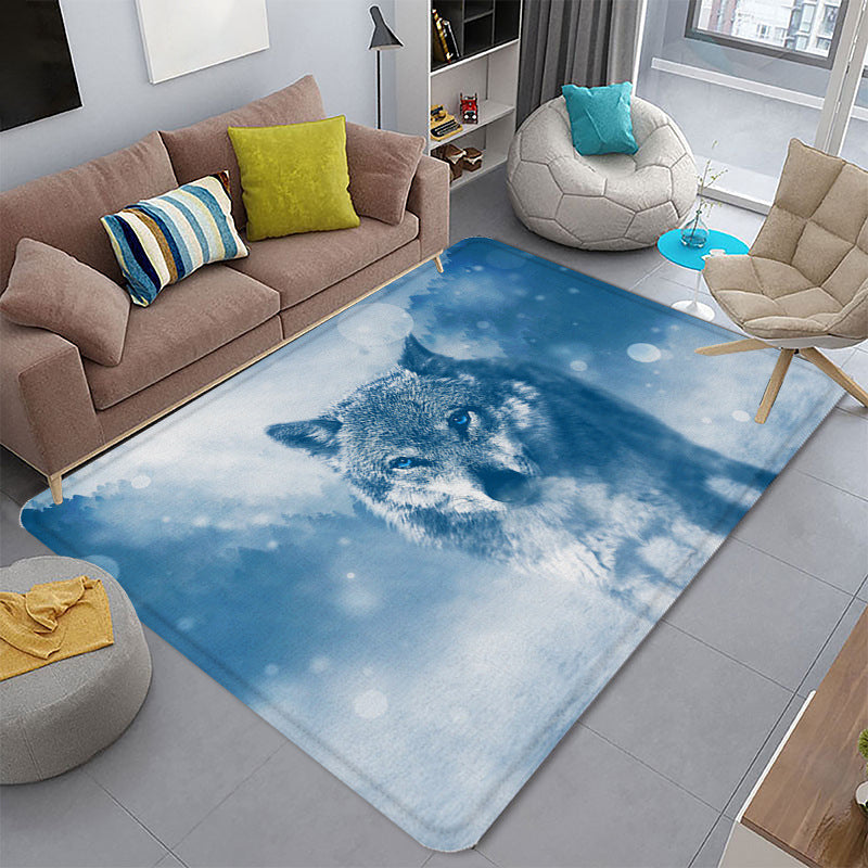 Funky Living Room Rug Multi-Colored Cartoon 3D Print Carpet Synthetics Anti-Slip Backing Stain-Resistant Rug Light Blue Clearhalo 'Area Rug' 'Rug' 2215865