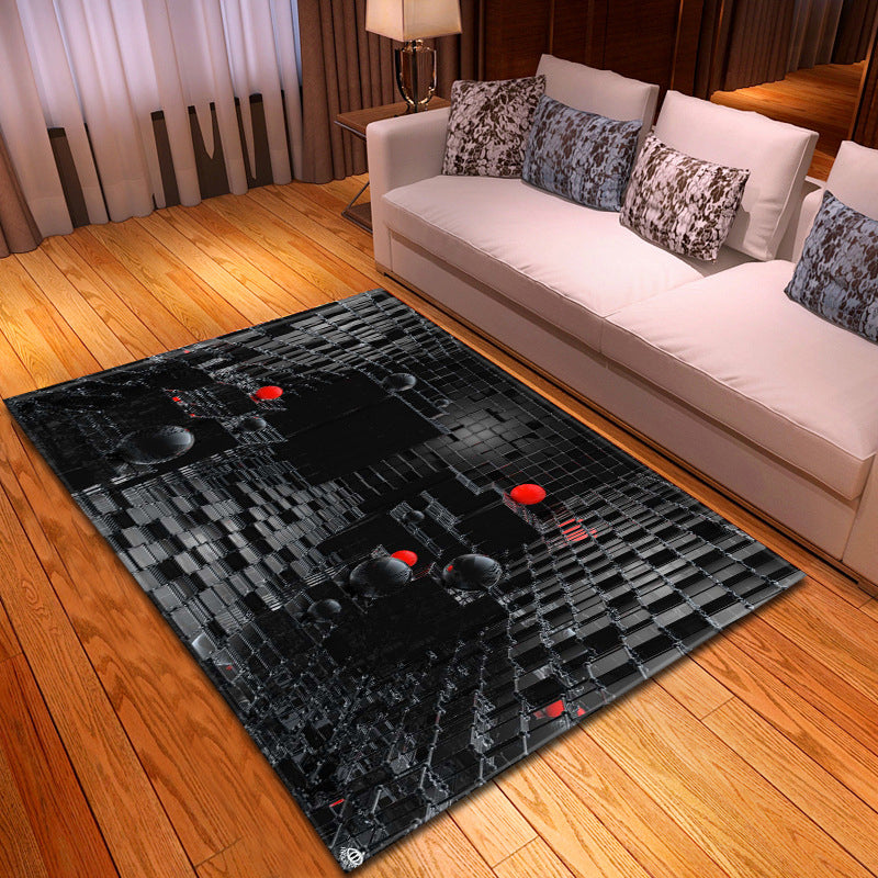 Contemporary Decoration Rug Multicolored 3D Colorblock Carpet Synthetics Easy Care Anti-Slip Stain-Resistant Rug Black Clearhalo 'Area Rug' 'Rug' 2215952