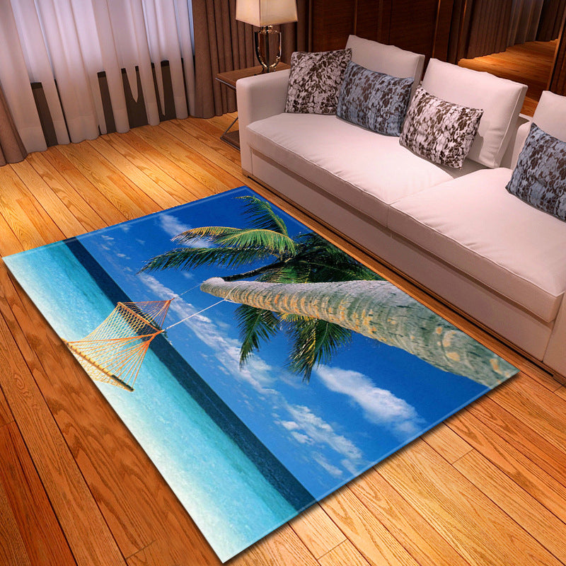 Multi Colored Beach Print Rug Polypropylene Trendy Area Carpet Non-Slip Backing Pet Friendly Rug for Parlor Clearhalo 'Area Rug' 'Rug' 2215980