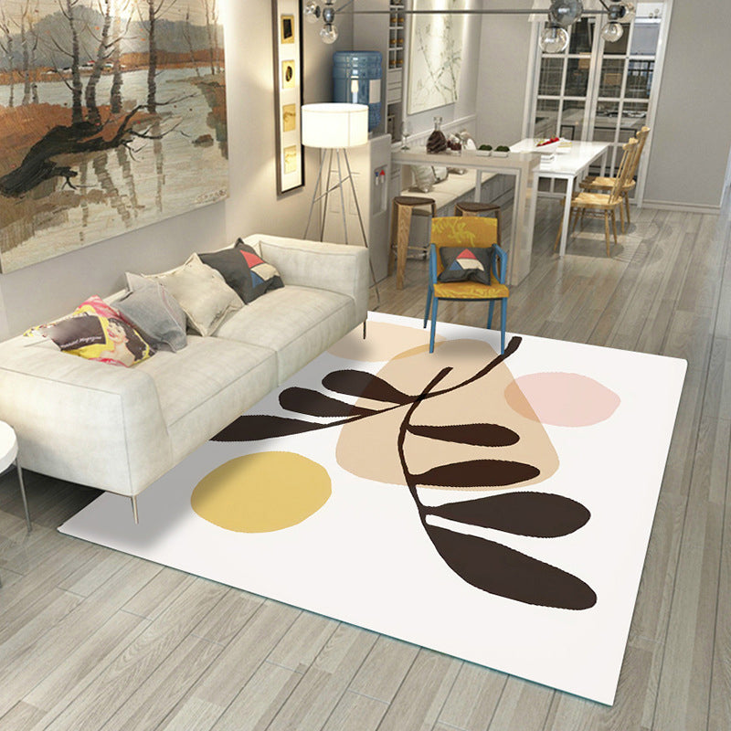 Japanese Rug Polyster Colorblocked Area Carpet Anti-Slip Washable Indoor Rug for Parlor White-Yellow Clearhalo 'Area Rug' 'Rug' 2216145