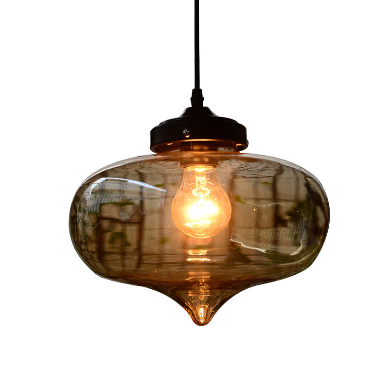 Blown Glass Shaded Hanging Light Simplicity 1��Bulb Restaurant Pendant Light Fixture Clearhalo 'Ceiling Lights' 'Glass shade' 'Glass' 'Industrial Pendants' 'Industrial' 'Middle Century Pendants' 'Pendant Lights' 'Pendants' 'Tiffany' Lighting' 2216344