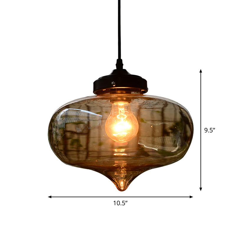 Blown Glass Shaded Hanging Light Simplicity 1��Bulb Restaurant Pendant Light Fixture Clearhalo 'Ceiling Lights' 'Glass shade' 'Glass' 'Industrial Pendants' 'Industrial' 'Middle Century Pendants' 'Pendant Lights' 'Pendants' 'Tiffany' Lighting' 2216345