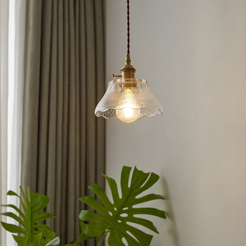 Retro Style Tapered Suspension Lighting 1��Head Clear Handblown Glass Pendant Ceiling Light Clear Clearhalo 'Ceiling Lights' 'Glass shade' 'Glass' 'Industrial Pendants' 'Industrial' 'Middle Century Pendants' 'Pendant Lights' 'Pendants' 'Tiffany' Lighting' 2216501