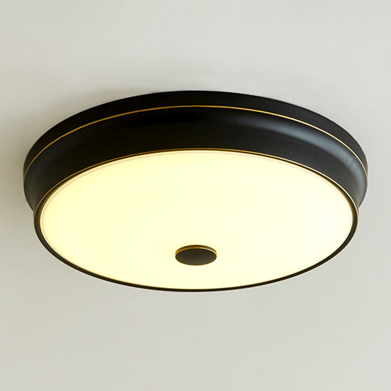 Classic Shaded LED Flush Mount Lighting Opal Glass Flush Mount Fixture in Black for Corridor Clearhalo 'Ceiling Lights' 'Close To Ceiling Lights' 'Close to ceiling' 'Flush mount' Lighting' 2216781