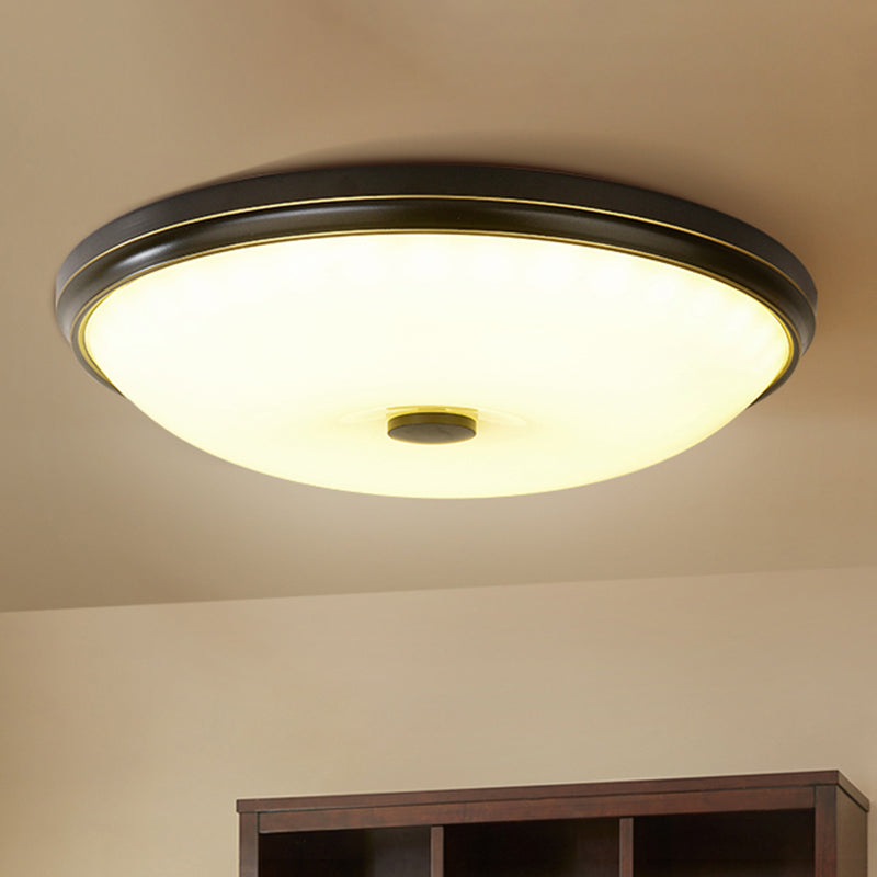 Bowl Shade Opal Glass LED Flush Mount Traditional Bedroom Flushmount Ceiling Light Black Clearhalo 'Ceiling Lights' 'Close To Ceiling Lights' 'Close to ceiling' 'Flush mount' Lighting' 2216783