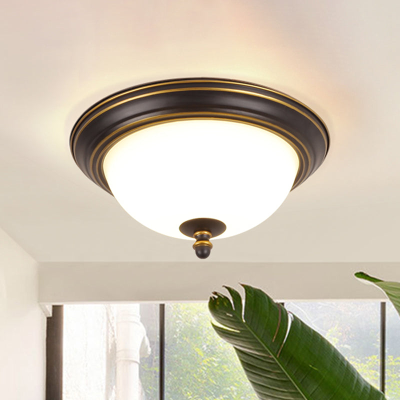 Vintage Inverted Bell Flush Ceiling Light Cream Glass LED Flush Mount Lighting Fixture Clearhalo 'Ceiling Lights' 'Close To Ceiling Lights' 'Close to ceiling' 'Flush mount' Lighting' 2216791