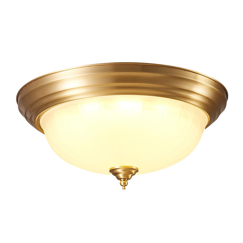 Bowl Handblown Glass Flush Mount Lighting Retro Living Room Flush Mount Ceiling Light in Gold Clearhalo 'Ceiling Lights' 'Close To Ceiling Lights' 'Close to ceiling' 'Flush mount' Lighting' 2216801