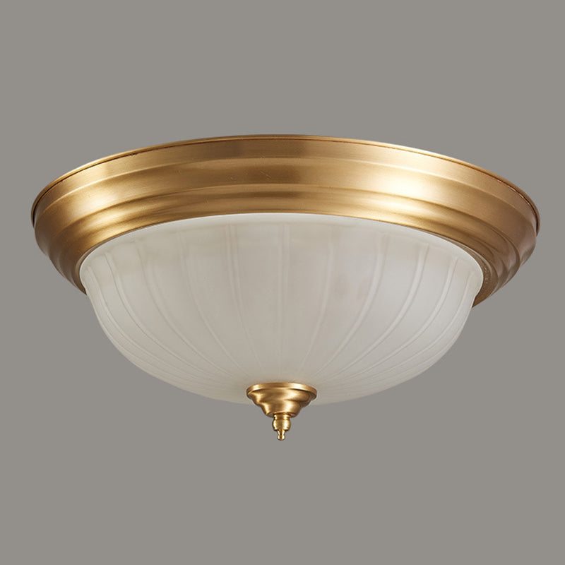 Bowl Handblown Glass Flush Mount Lighting Retro Living Room Flush Mount Ceiling Light in Gold Clearhalo 'Ceiling Lights' 'Close To Ceiling Lights' 'Close to ceiling' 'Flush mount' Lighting' 2216805