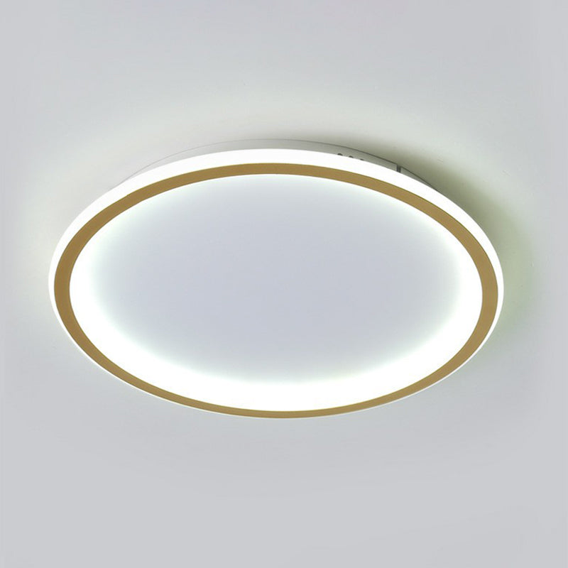 Simplicity Ultrathin Circle Flush Ceiling Light Aluminum Living Room LED Flush Mount Lighting in Gold Gold White Clearhalo 'Ceiling Lights' 'Close To Ceiling Lights' 'Close to ceiling' 'Flush mount' Lighting' 2217354