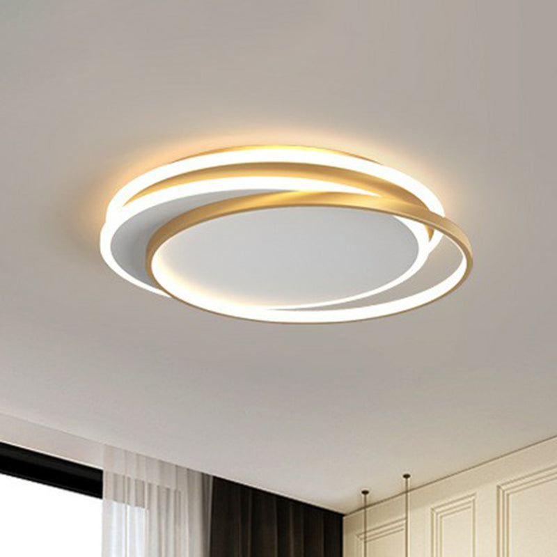 Metallic Ring Flush Light Modern Style LED Flush Ceiling Light Fixture for Bedroom Gold B Clearhalo 'Ceiling Lights' 'Close To Ceiling Lights' 'Close to ceiling' 'Flush mount' Lighting' 2217364