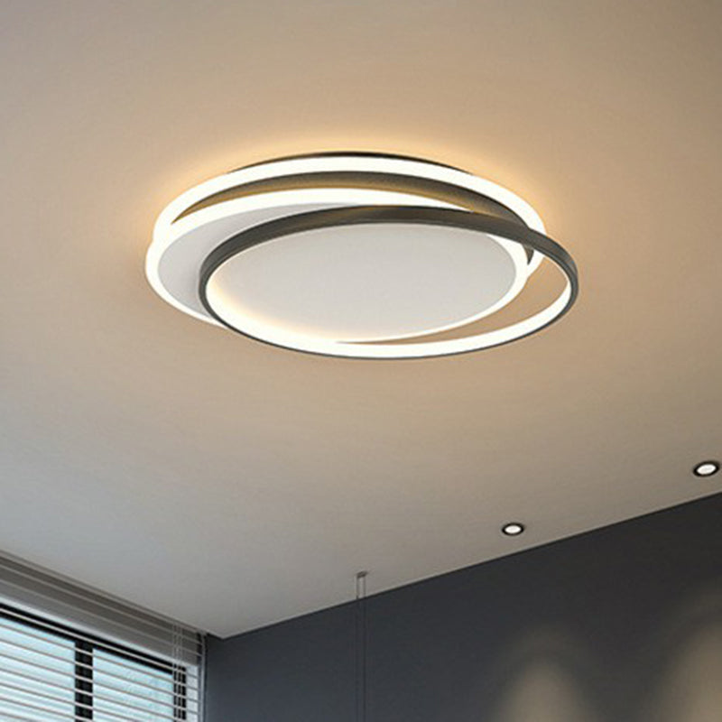 Metallic Ring Flush Light Modern Style LED Flush Ceiling Light Fixture for Bedroom Black B Clearhalo 'Ceiling Lights' 'Close To Ceiling Lights' 'Close to ceiling' 'Flush mount' Lighting' 2217367