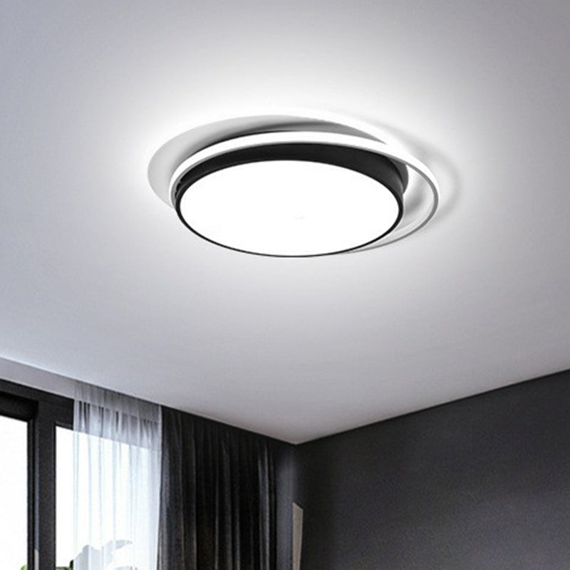 Circle Shaped Bedroom Flush Light Acrylic Modern Style LED Flush Ceiling Light Fixture Black White Clearhalo 'Ceiling Lights' 'Close To Ceiling Lights' 'Close to ceiling' 'Flush mount' Lighting' 2217396