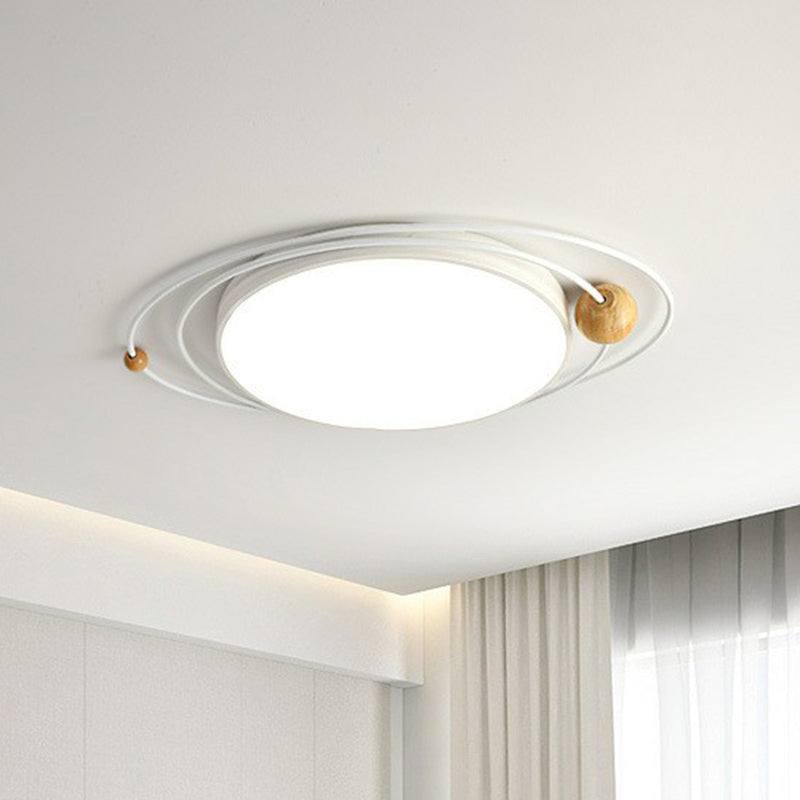 Metal Planet Flush Ceiling Light Contemporary Living Room LED Flush Mount Lighting Fixture White Clearhalo 'Ceiling Lights' 'Close To Ceiling Lights' 'Close to ceiling' 'Flush mount' Lighting' 2217415