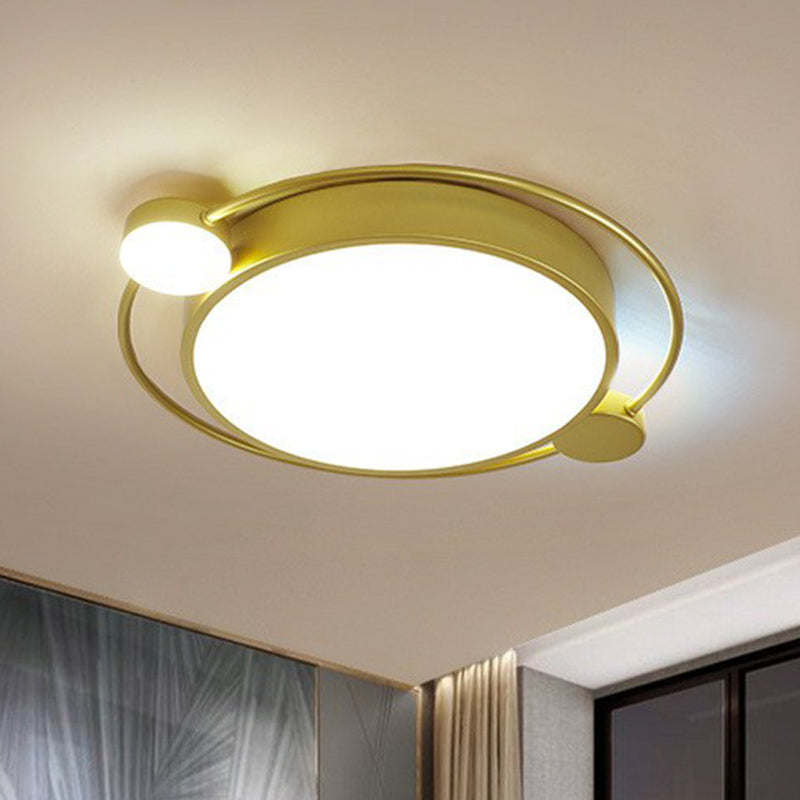 Round Shade Bedroom LED Flush Mount Acrylic Modern Flushmount Ceiling Light in Gold Gold White Clearhalo 'Ceiling Lights' 'Close To Ceiling Lights' 'Close to ceiling' 'Flush mount' Lighting' 2217435