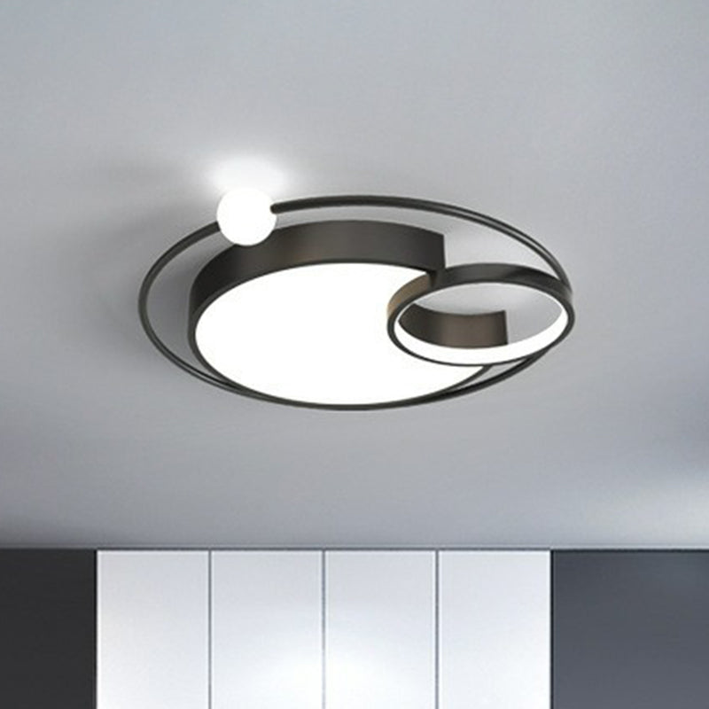 Ring LED Flush Mount Lighting Simplicity Aluminum Bedroom Flush Mount Ceiling Light Black Clearhalo 'Ceiling Lights' 'Close To Ceiling Lights' 'Close to ceiling' 'Flush mount' Lighting' 2217445