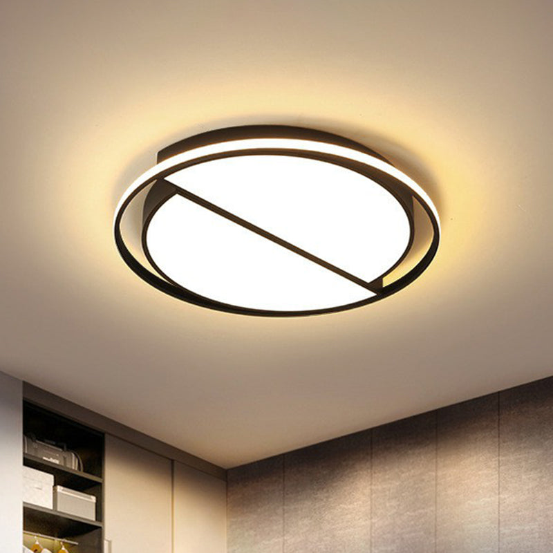 Black Splicing Round LED Flush Mount Modern Metal Flushmount Ceiling Light for Study Room Black Clearhalo 'Ceiling Lights' 'Close To Ceiling Lights' 'Close to ceiling' 'Flush mount' Lighting' 2217462