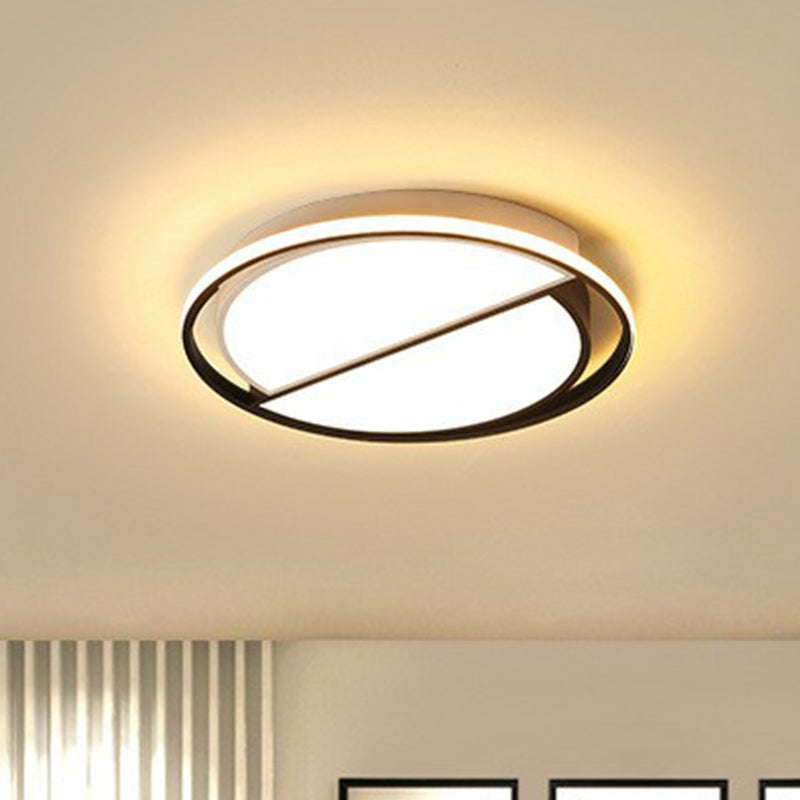 Black Splicing Round LED Flush Mount Modern Metal Flushmount Ceiling Light for Study Room Clearhalo 'Ceiling Lights' 'Close To Ceiling Lights' 'Close to ceiling' 'Flush mount' Lighting' 2217463