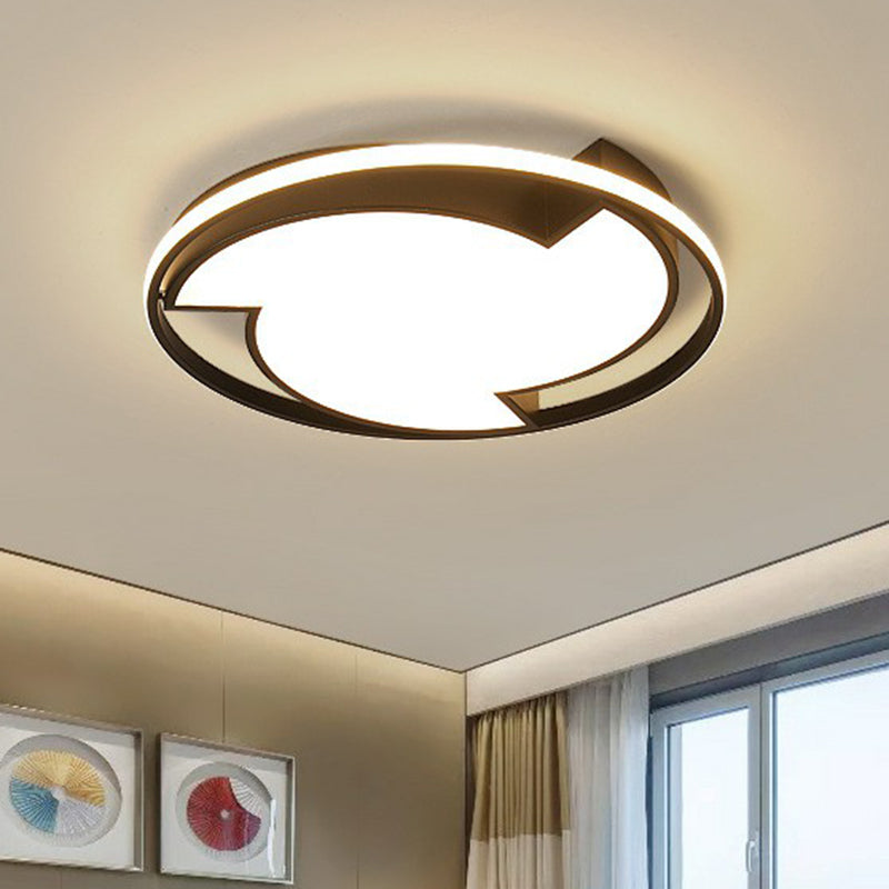 Circle Aluminum Flush Ceiling Light Contemporary Black LED Flush Mount Lighting Fixture Black Warm Clearhalo 'Ceiling Lights' 'Close To Ceiling Lights' 'Close to ceiling' 'Flush mount' Lighting' 2217496