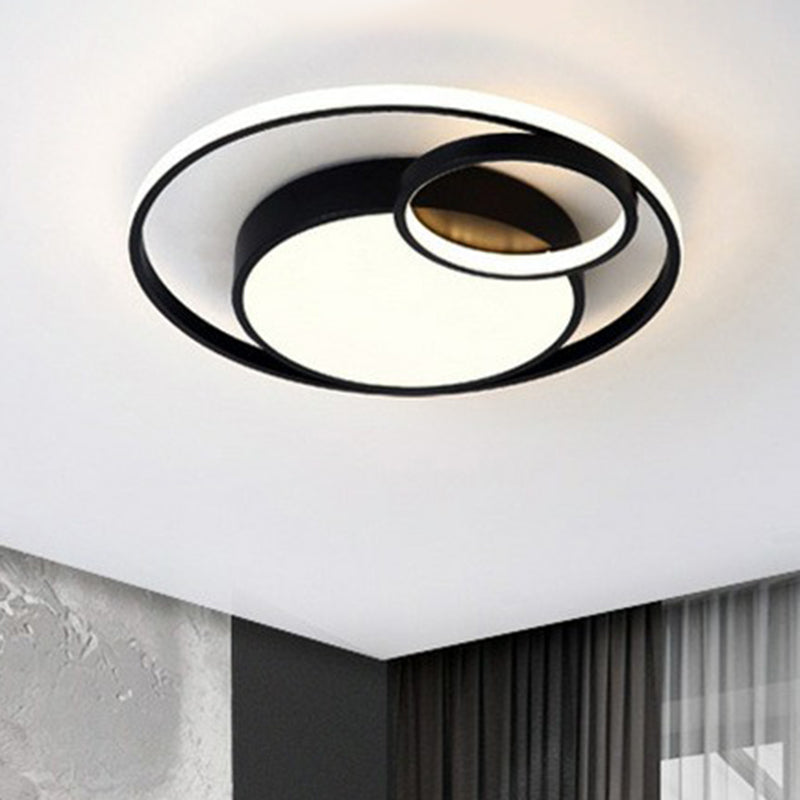 Round Bedroom LED Flush Mounted Light Acrylic Simplicity Flush Mount Ceiling Light Black Clearhalo 'Ceiling Lights' 'Close To Ceiling Lights' 'Close to ceiling' 'Flush mount' Lighting' 2217501