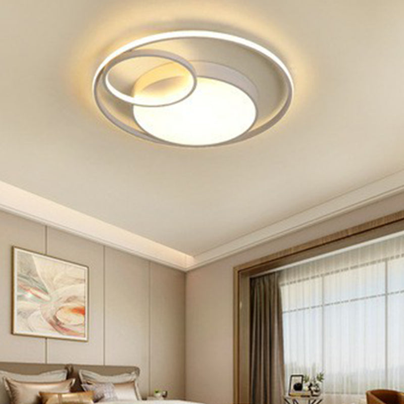 Modern Style Circle Flush Light Acrylic Study Room LED Flush Ceiling Light Fixture White Clearhalo 'Ceiling Lights' 'Close To Ceiling Lights' 'Close to ceiling' 'Flush mount' Lighting' 2217504