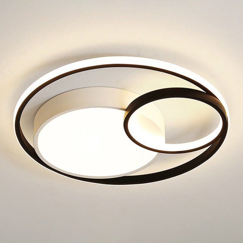 Modern Style Circle Flush Light Acrylic Study Room LED Flush Ceiling Light Fixture Black Remote Control Stepless Dimming Clearhalo 'Ceiling Lights' 'Close To Ceiling Lights' 'Close to ceiling' 'Flush mount' Lighting' 2217505