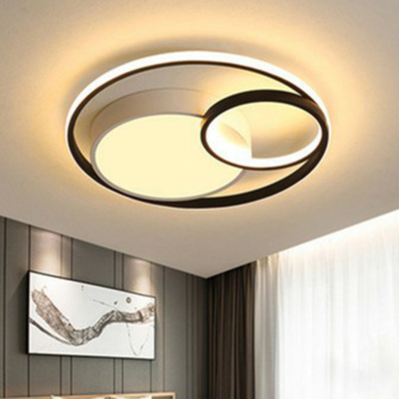 Modern Style Circle Flush Light Acrylic Study Room LED Flush Ceiling Light Fixture Black Warm Clearhalo 'Ceiling Lights' 'Close To Ceiling Lights' 'Close to ceiling' 'Flush mount' Lighting' 2217507