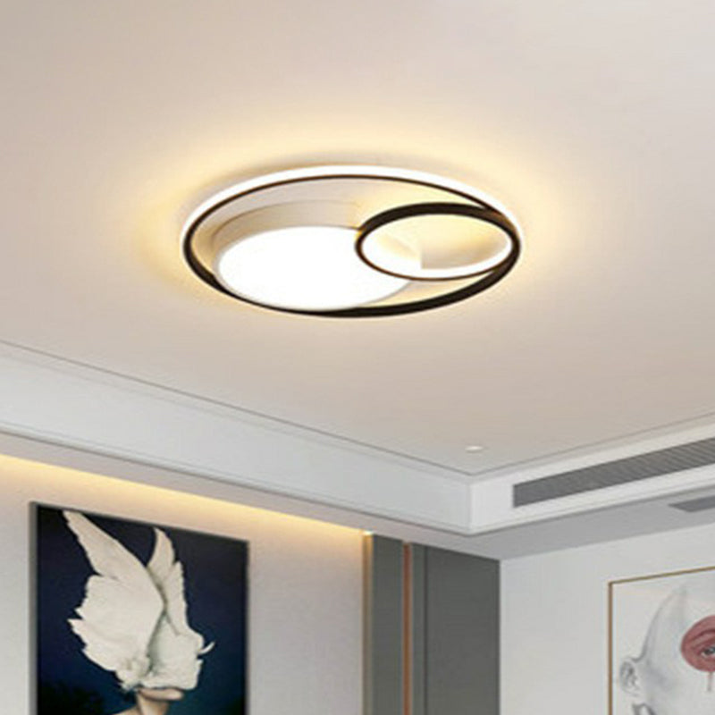 Modern Style Circle Flush Light Acrylic Study Room LED Flush Ceiling Light Fixture Black Neutral (3500 - 4099 K) Clearhalo 'Ceiling Lights' 'Close To Ceiling Lights' 'Close to ceiling' 'Flush mount' Lighting' 2217510