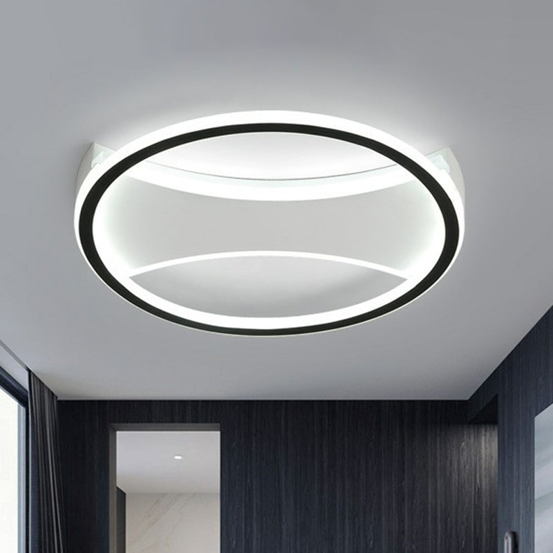 Ultrathin Round Acrylic Flush Ceiling Light Contemporary Black LED Flush Mount Lighting Fixture Black White B Clearhalo 'Ceiling Lights' 'Close To Ceiling Lights' 'Close to ceiling' 'Flush mount' Lighting' 2217530