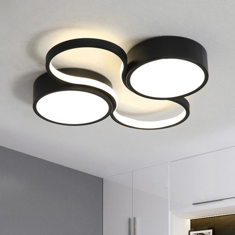 Circular Study Room LED Flush Mount Light Acrylic Simplicity Flush Mount Ceiling Light Black Warm Clearhalo 'Ceiling Lights' 'Close To Ceiling Lights' 'Close to ceiling' 'Flush mount' Lighting' 2217532