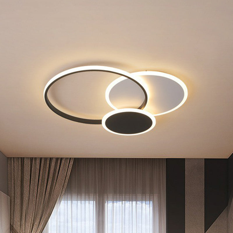 Geometrical Flush Mount Lighting Minimalist Metallic Living Room LED Flush Mount Fixture in Black Black Round Clearhalo 'Ceiling Lights' 'Close To Ceiling Lights' 'Close to ceiling' 'Flush mount' Lighting' 2217542