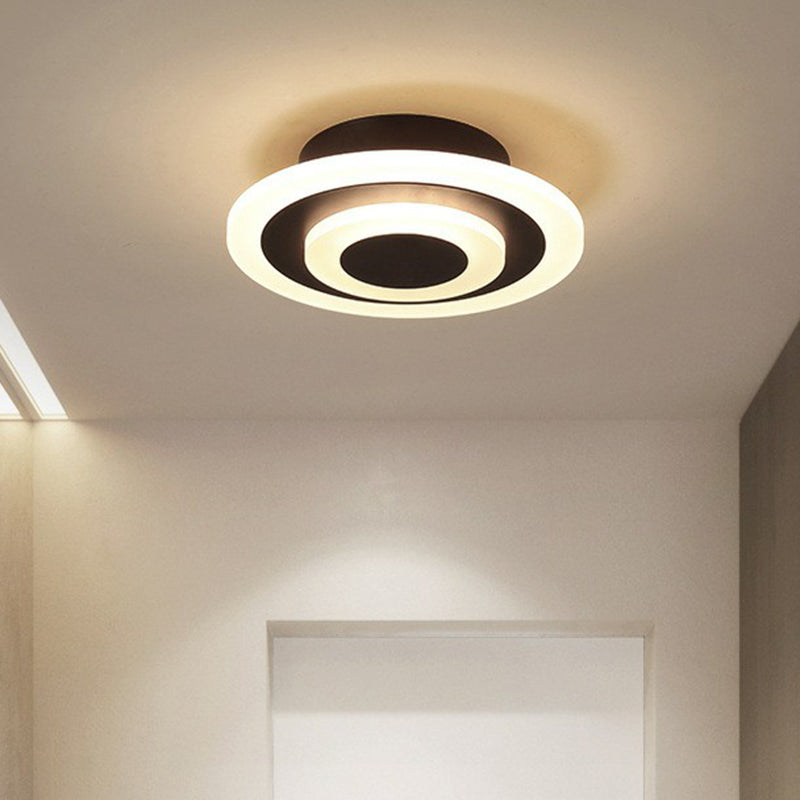 Round Corridor LED Flush Mount Light Acrylic Simplicity Flush Mount Ceiling Light Black Clearhalo 'Ceiling Lights' 'Close To Ceiling Lights' 'Close to ceiling' 'Flush mount' Lighting' 2217564