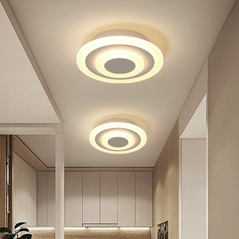 Round Corridor LED Flush Mount Light Acrylic Simplicity Flush Mount Ceiling Light White Clearhalo 'Ceiling Lights' 'Close To Ceiling Lights' 'Close to ceiling' 'Flush mount' Lighting' 2217565