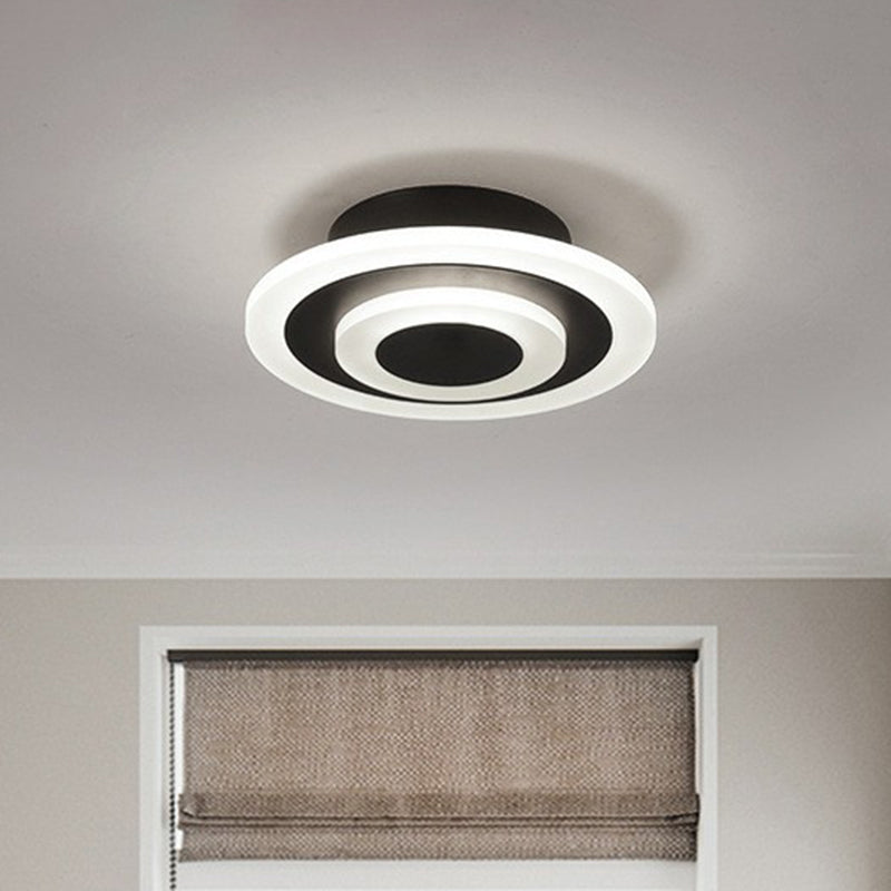 Round Corridor LED Flush Mount Light Acrylic Simplicity Flush Mount Ceiling Light Black White Clearhalo 'Ceiling Lights' 'Close To Ceiling Lights' 'Close to ceiling' 'Flush mount' Lighting' 2217566