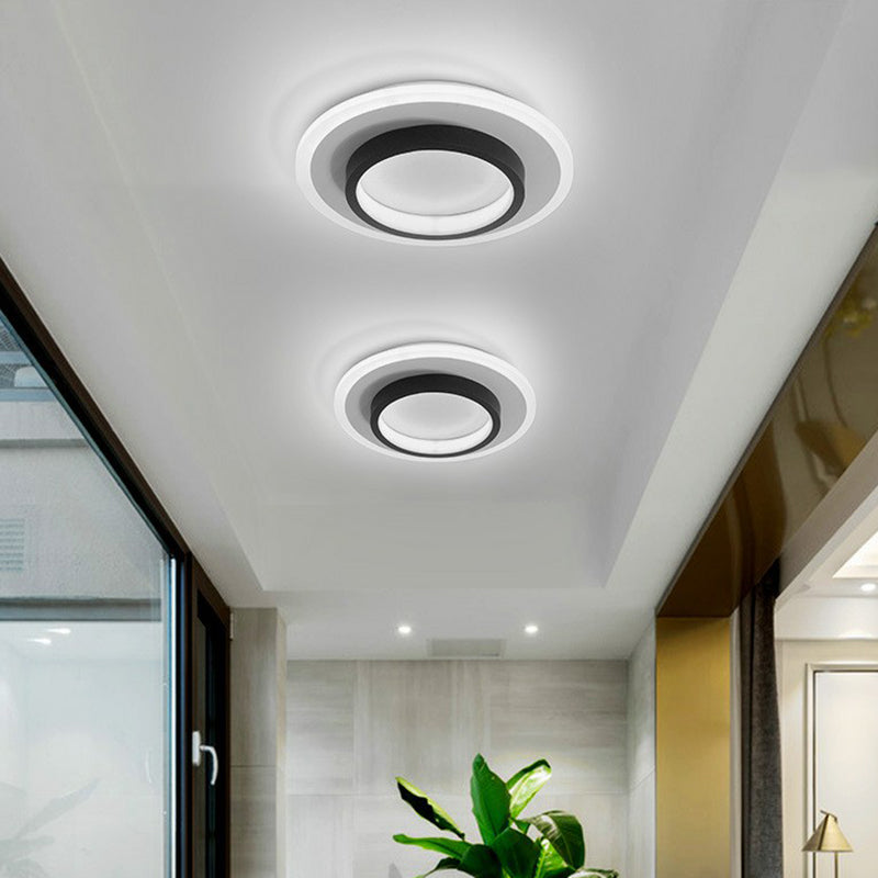 Nordic Style Geometrical Flush Light Acrylic Corridor LED Flush Ceiling Light Fixture Black-White White Round Clearhalo 'Ceiling Lights' 'Close To Ceiling Lights' 'Close to ceiling' 'Flush mount' Lighting' 2217569