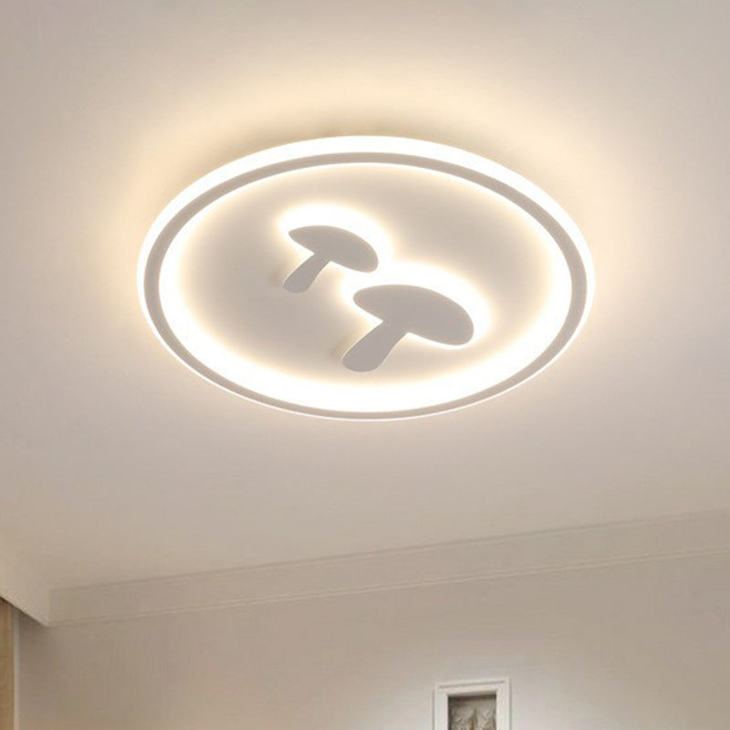 Cartoon Mushroom LED Flush Mount Light Acrylic Bedroom Flush Mount Ceiling Light with Halo Ring White Clearhalo 'Ceiling Lights' 'Close To Ceiling Lights' 'Close to ceiling' 'Flush mount' Lighting' 2217592