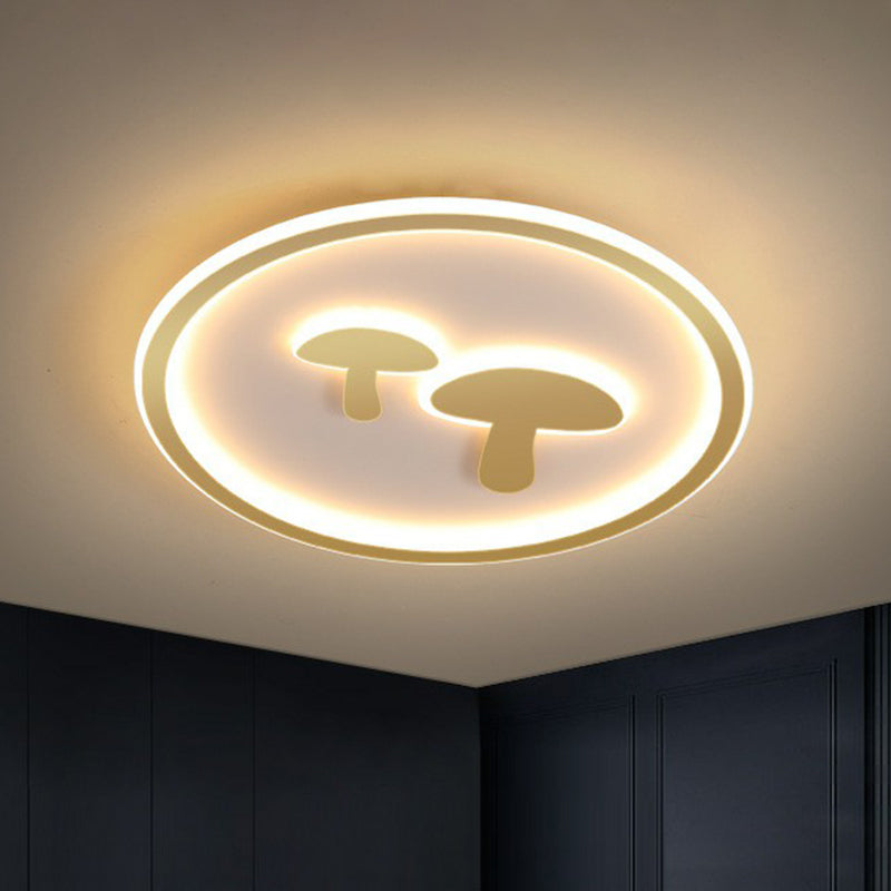 Cartoon Mushroom LED Flush Mount Light Acrylic Bedroom Flush Mount Ceiling Light with Halo Ring Gold Clearhalo 'Ceiling Lights' 'Close To Ceiling Lights' 'Close to ceiling' 'Flush mount' Lighting' 2217593