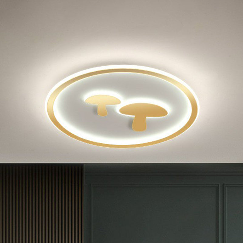 Cartoon Mushroom LED Flush Mount Light Acrylic Bedroom Flush Mount Ceiling Light with Halo Ring Gold Clearhalo 'Ceiling Lights' 'Close To Ceiling Lights' 'Close to ceiling' 'Flush mount' Lighting' 2217594