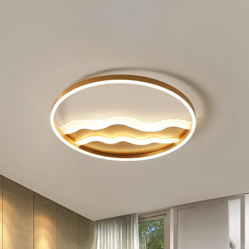 Wavy Flush Light Modern Style Acrylic Bedroom LED Flush Ceiling Light Fixture in Gold Gold Clearhalo 'Ceiling Lights' 'Close To Ceiling Lights' 'Close to ceiling' 'Flush mount' Lighting' 2217598