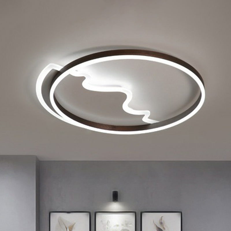 Acrylic Ring Flush Mount Lighting Minimalist Coffee LED Flush Mount Fixture for Living Room Coffee White Clearhalo 'Ceiling Lights' 'Close To Ceiling Lights' 'Close to ceiling' 'Flush mount' Lighting' 2217605