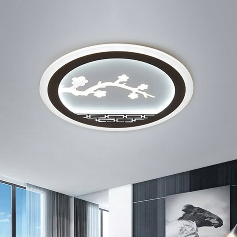 Circle Flush Light Modern Style Metallic Bedroom LED Flush Ceiling Light Fixture in White White White Flower Clearhalo 'Ceiling Lights' 'Close To Ceiling Lights' 'Close to ceiling' 'Flush mount' Lighting' 2217636