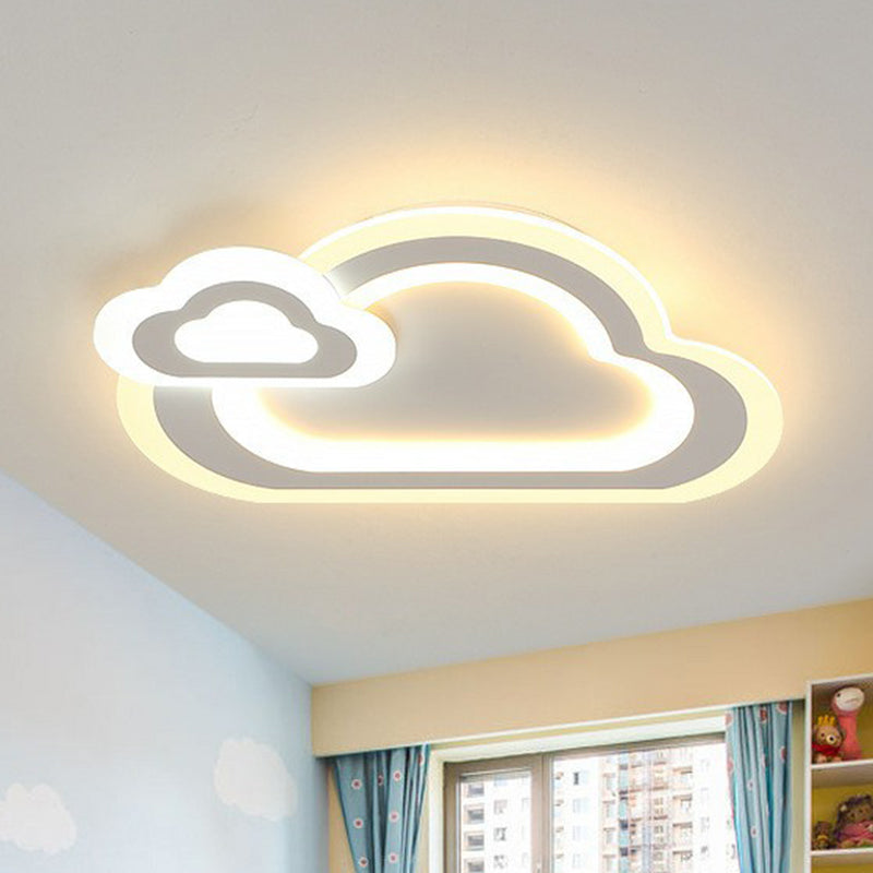 Acrylic Shaded Flush Mount Lighting Kids Style White LED Flush Mount Fixture for Bedroom White Cloud Clearhalo 'Ceiling Lights' 'Close To Ceiling Lights' 'Close to ceiling' 'Flush mount' Lighting' 2217646