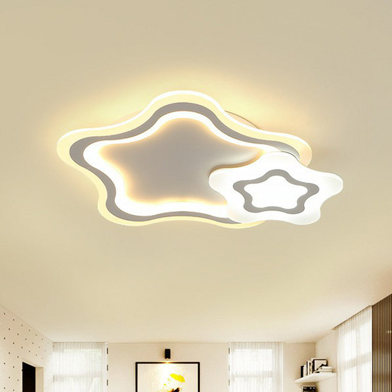 Acrylic Shaded Flush Mount Lighting Kids Style White LED Flush Mount Fixture for Bedroom White Star Clearhalo 'Ceiling Lights' 'Close To Ceiling Lights' 'Close to ceiling' 'Flush mount' Lighting' 2217647