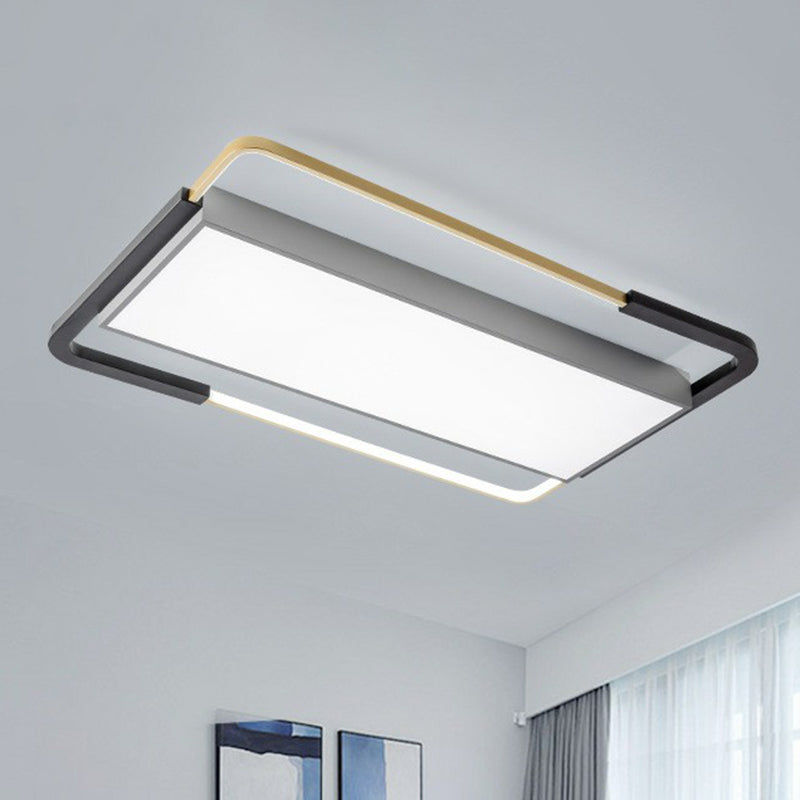 Geometric Acrylic LED Flush Mount Light Simplicity Gold-Black Flush Mount Ceiling Light Gold-Black Rectangle Clearhalo 'Ceiling Lights' 'Close To Ceiling Lights' 'Close to ceiling' 'Flush mount' Lighting' 2217649