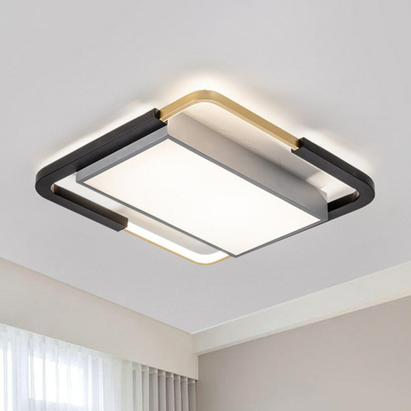 Geometric Acrylic LED Flush Mount Light Simplicity Gold-Black Flush Mount Ceiling Light Gold-Black Square Plate Clearhalo 'Ceiling Lights' 'Close To Ceiling Lights' 'Close to ceiling' 'Flush mount' Lighting' 2217650