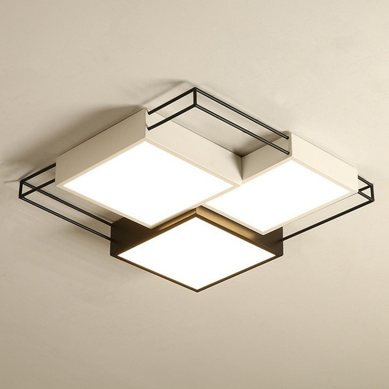 Black and White Splicing Square Flush Light Nordic Metal LED Flush Ceiling Light Fixture Clearhalo 'Ceiling Lights' 'Close To Ceiling Lights' 'Close to ceiling' 'Flush mount' Lighting' 2217658