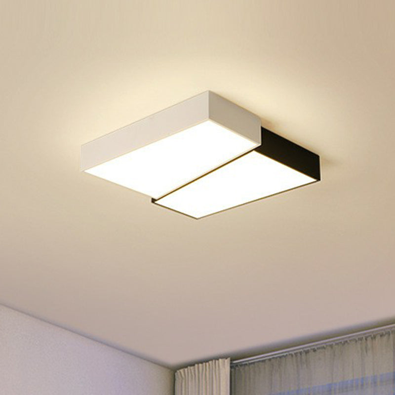 Splicing Square Bedroom LED Flush Mount Acrylic Simplicity Flushmount Ceiling Light in Black and White Black-White Clearhalo 'Ceiling Lights' 'Close To Ceiling Lights' 'Close to ceiling' 'Flush mount' Lighting' 2217666