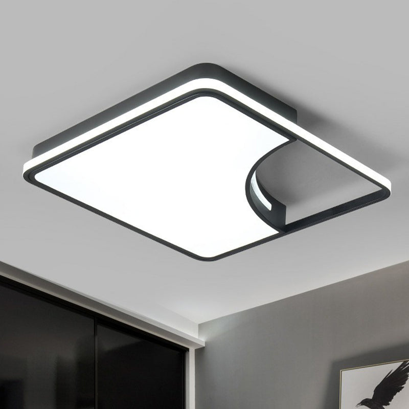 Contemporary Square Flush Ceiling Light Metal Bedroom LED Flush Mount Lighting Fixture in Black Clearhalo 'Ceiling Lights' 'Close To Ceiling Lights' 'Close to ceiling' 'Flush mount' Lighting' 2217671