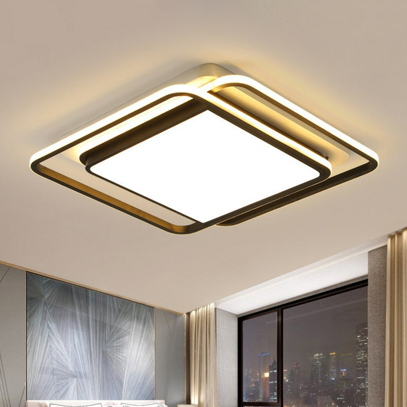 Acrylic Rhombus Flush Light Modern Style Black and White LED Flush Ceiling Light Fixture Black-White Clearhalo 'Ceiling Lights' 'Close To Ceiling Lights' 'Close to ceiling' 'Flush mount' Lighting' 2217676